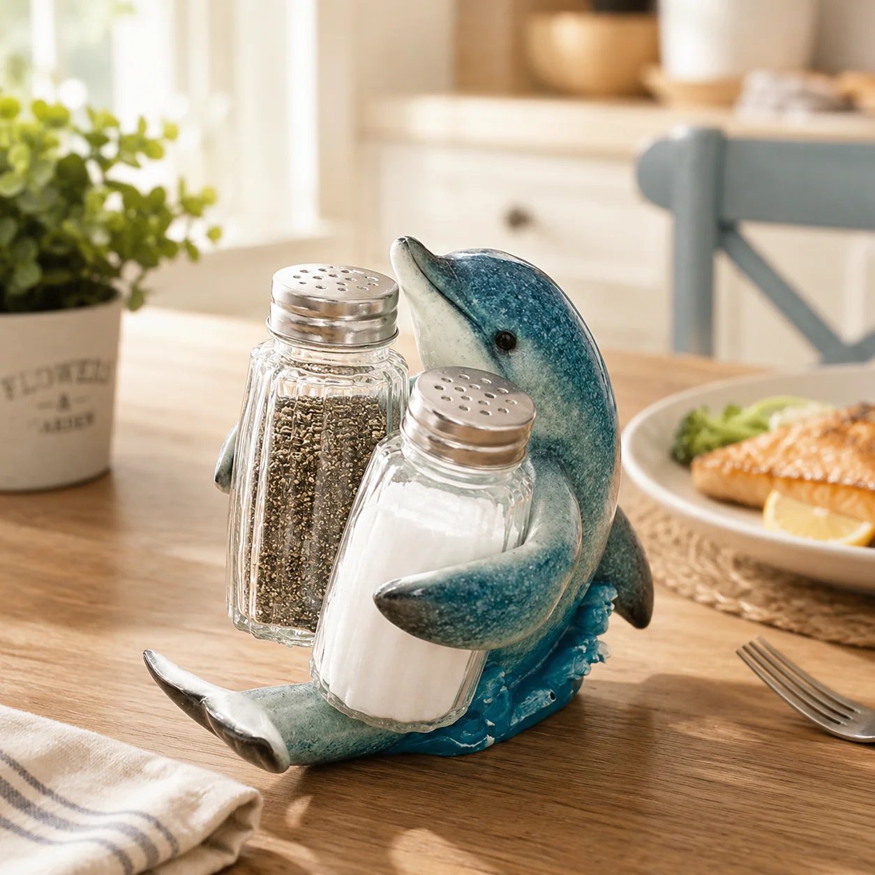 🐬Coastal Animal Salt & Pepper Shaker Holder Set