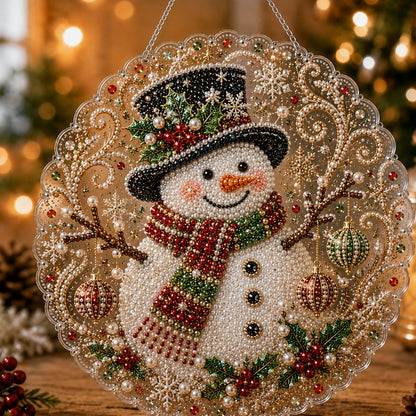 🎄Christmas Pearl Diamond Art Hanging Ornament Kit | Luxury Flocked Canvas with Scratch-Resistant Non-Fading Pearl Beads DIY Handmade Holiday Hanging Decor 🎅💎