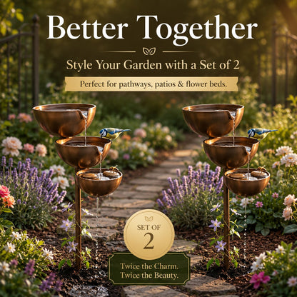 🐦Bring Life Back To Your Garden – 🌿Peaceful Cascading Rain Catcher Bird Bath For Welcoming Garden Wildlife🌿