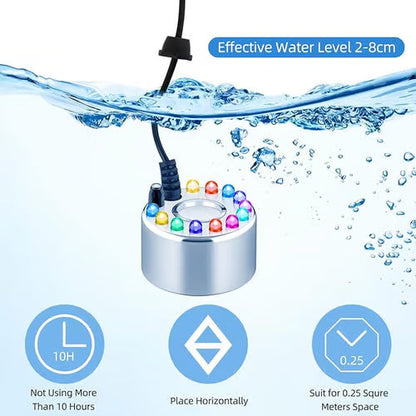 💨⚡ 12-LED Ultrasonic Mist Maker Fogger – Creates cool mist & colourful light – Perfect for humidifiers, fountains or Halloween decor – runs quietly in water 💧✨
