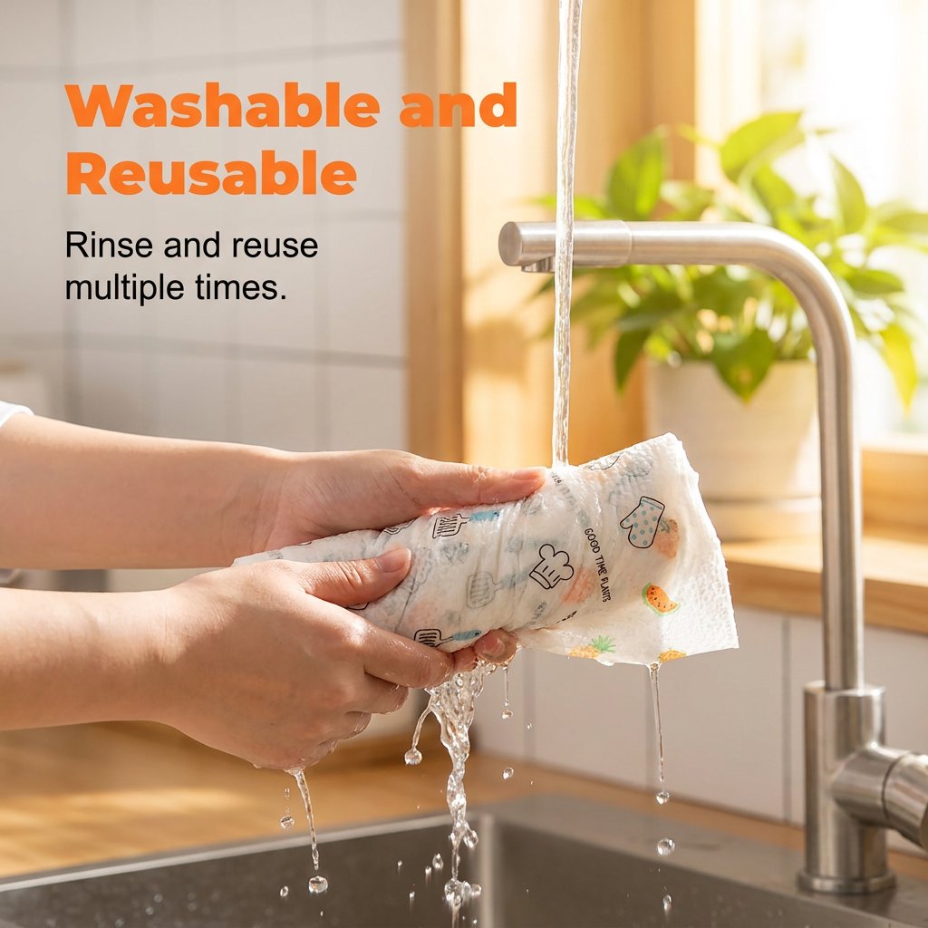 🔥 Roll of 50 reusable cleaning wipes – Wash, reuse and clean more for less 🌿