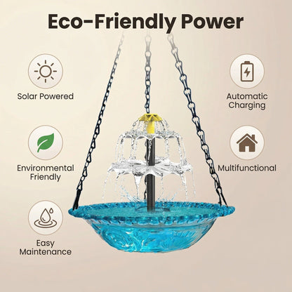 Solar Cascade hanging bird bath fountain