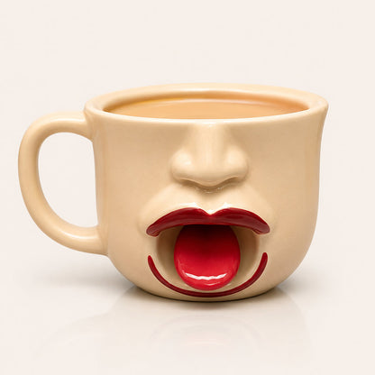 Quirky abstract tongue ceramic mug
