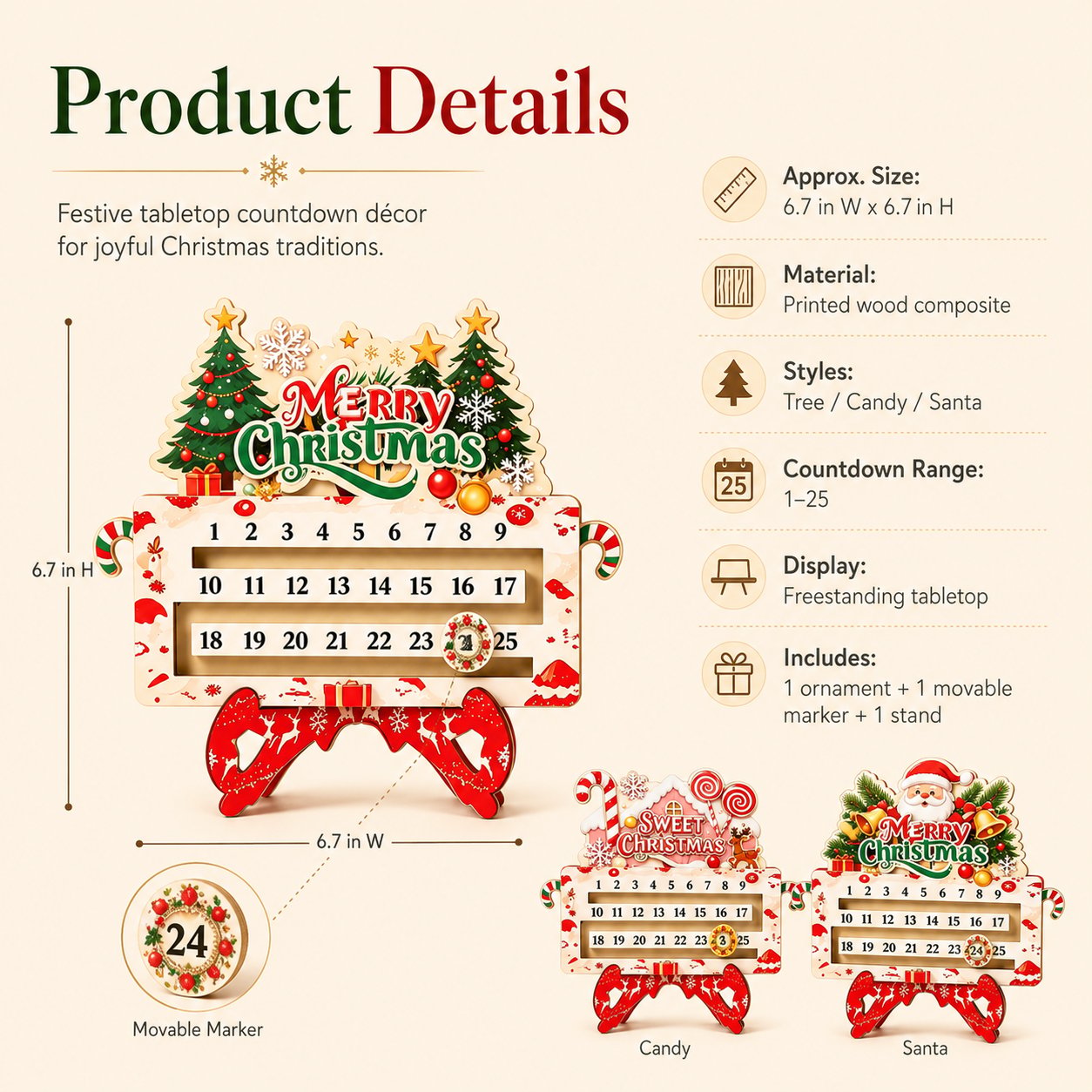 🎄25-Day Christmas Countdown Ornament