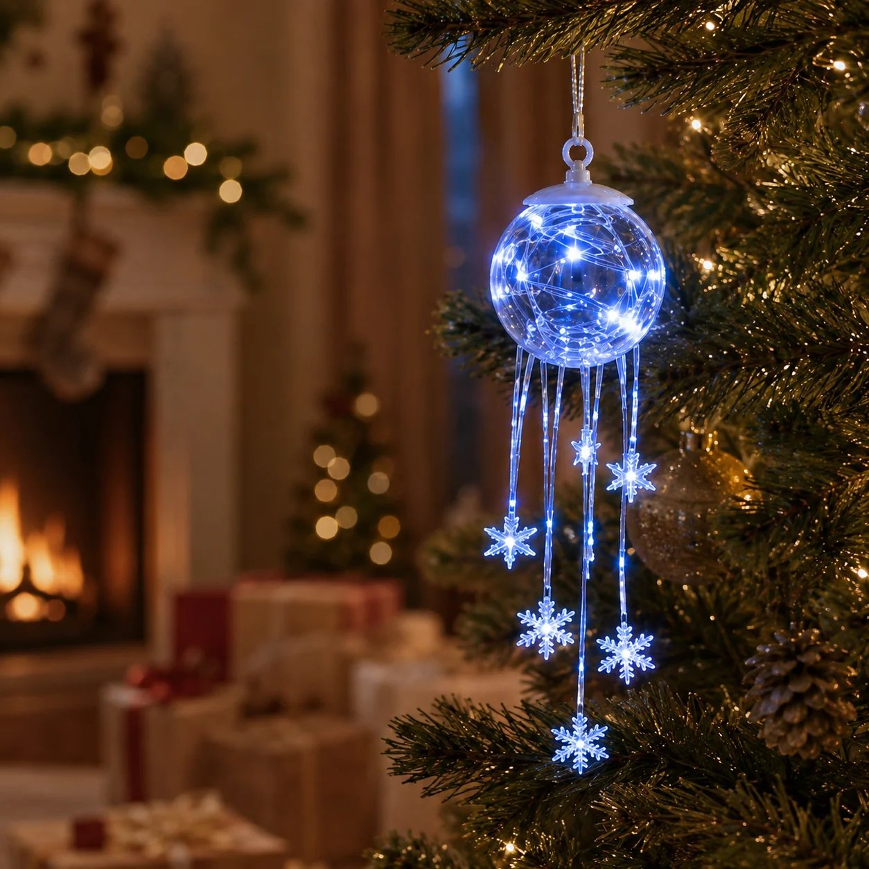 ❄️Winter Magic Snowflake Cascade – LED Hanging Christmas Ornament