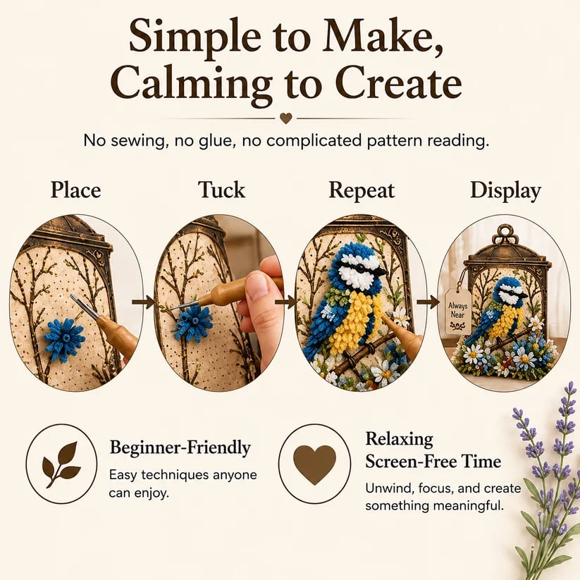 🕊️ Always Near 3D Fabric Poke Art Memory Lantern Kit