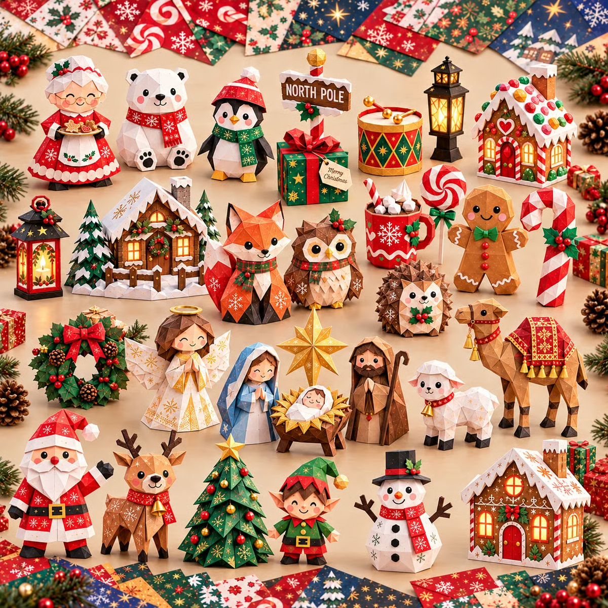 🎁Christmas Paper Craft Kit – Fold & Create Your Own Holiday Decorations