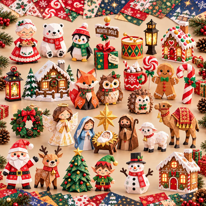 🎁Christmas Paper Craft Kit – Fold & Create Your Own Holiday Decorations