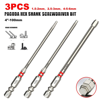 🔧  High-hardness, strong-magnet pyramid-shaped hex electric screwdriver bit – impact-resistant