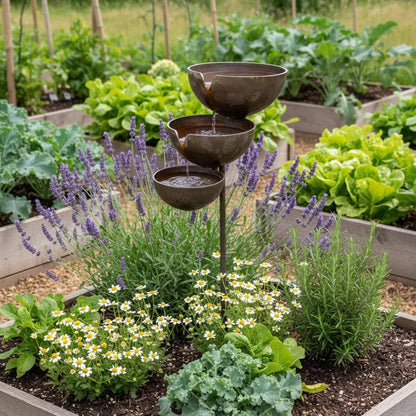 🐦Bring Life Back To Your Garden – 🌿Peaceful Cascading Rain Catcher Bird Bath For Welcoming Garden Wildlife🌿