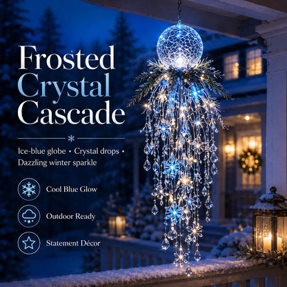 ❄️Crystal Cascade Christmas Lights – Hanging LED Veranda Decorations: Snowflakes & Crystals ✨