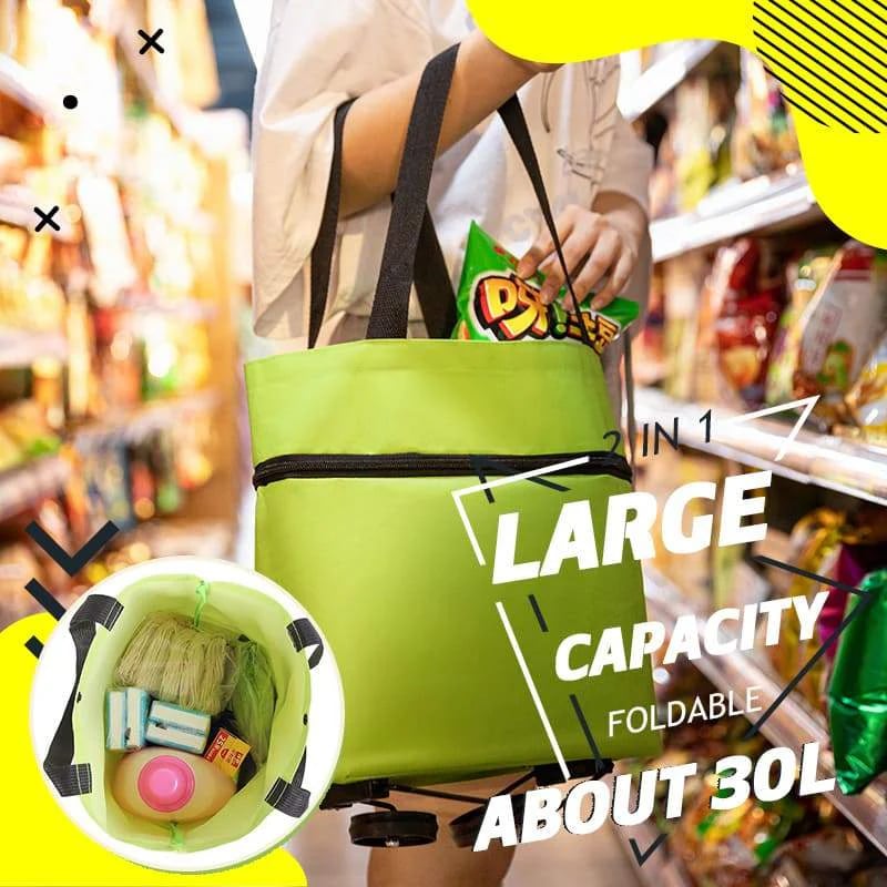 🛍️2-in-1 Foldable Shopping Cart  – Carry More, Roll Easier