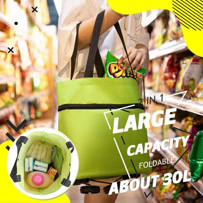 🛍️2-in-1 Foldable Shopping Cart  – Carry More, Roll Easier
