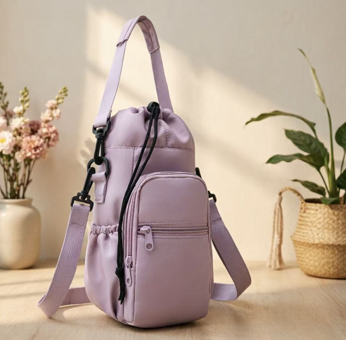 ✨Durable and waterproof💦Bottle holder sling bag with mobile phone pocket – cross-body bag