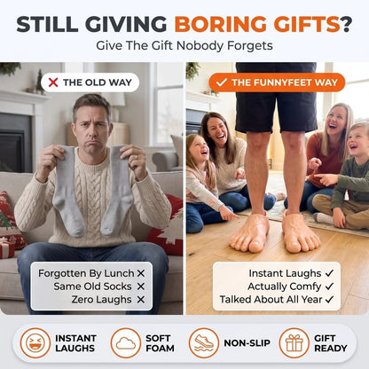 😂 Realistic Barefoot Slippers – Funny Giant Toe Slides, Hilarious Prank Gift 👣