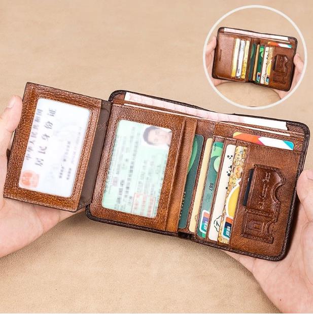 Men’s Genuine Leather RFID-Blocking Wallet | Ultra-Slim Cowhide Wallet with Multiple Card Slots