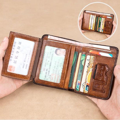 Men’s Genuine Leather RFID-Blocking Wallet | Ultra-Slim Cowhide Wallet with Multiple Card Slots