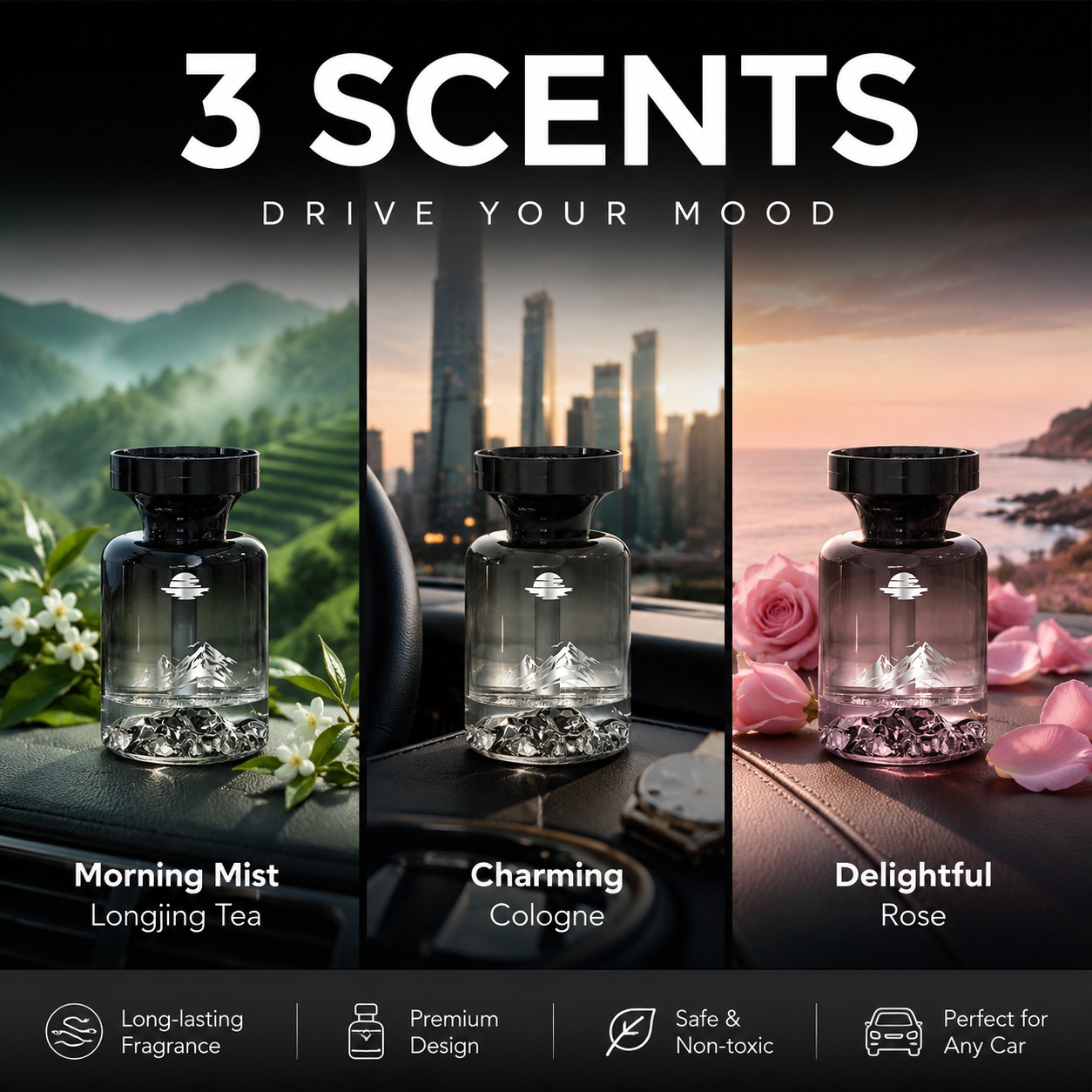 🥳2026 HOT SALE🥳🌿  Long-Lasting Car Air Freshener – Natural plant extracts, eliminates smoke & pet odours. Weeks of freshness. Mountain design. Breath easy! 💨✨