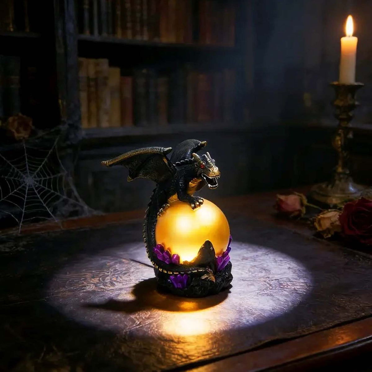 💡Dragon LED Night Light – 🐉Resin Dragon Table Lamp, Creative Bedside & Desktop Decorative Ornament for the Bedroom, Study and Home Decor