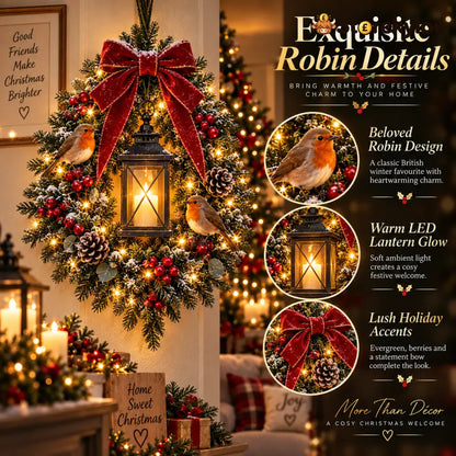 ✨🐦 A Robin Glow™ – Lighted Robin Christmas Wreath