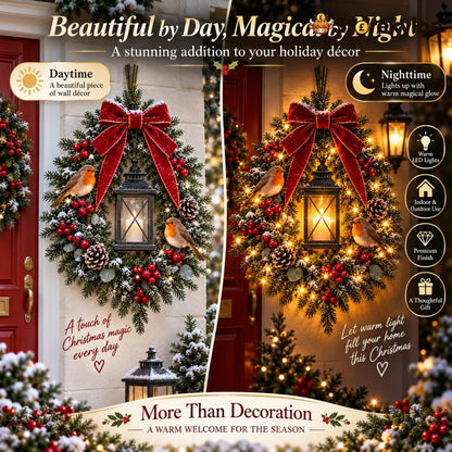 ✨🐦 A Robin Glow™ – Lighted Robin Christmas Wreath