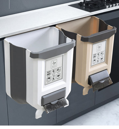 Fällbar köksskåp dörrmonterad papperskorg och skräpskopa