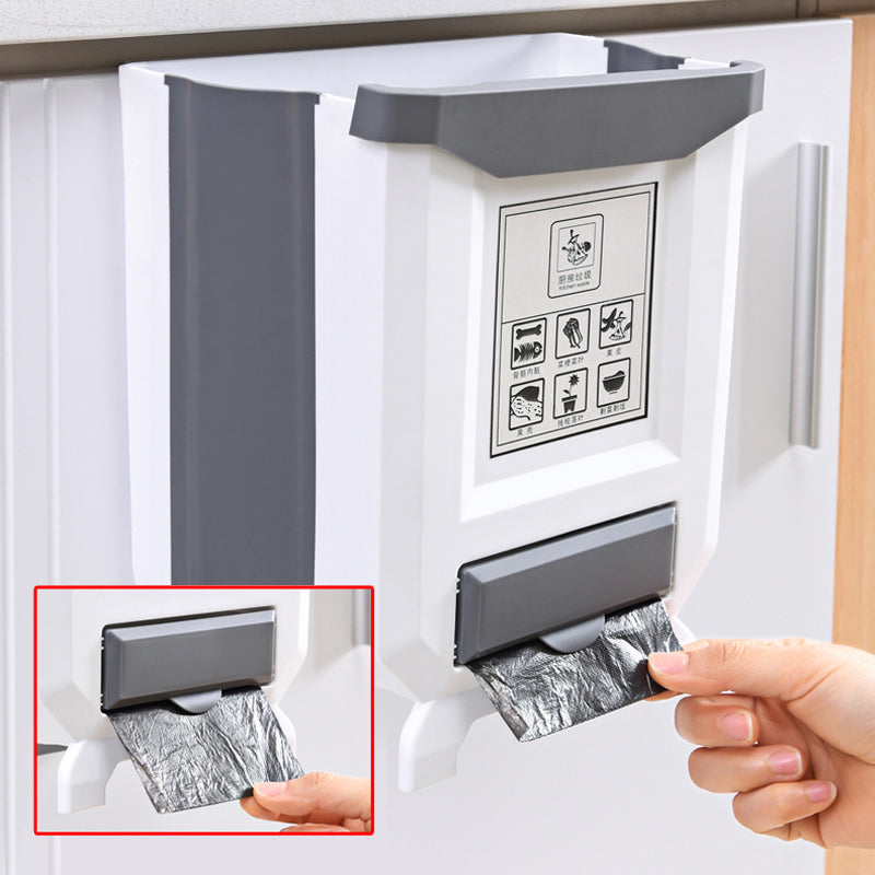 Fällbar köksskåp dörrmonterad papperskorg och skräpskopa