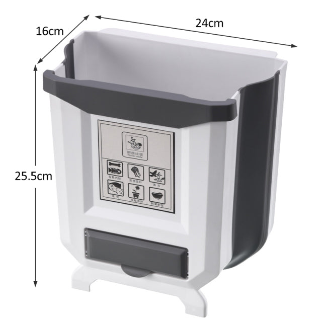 Fällbar köksskåp dörrmonterad papperskorg och skräpskopa