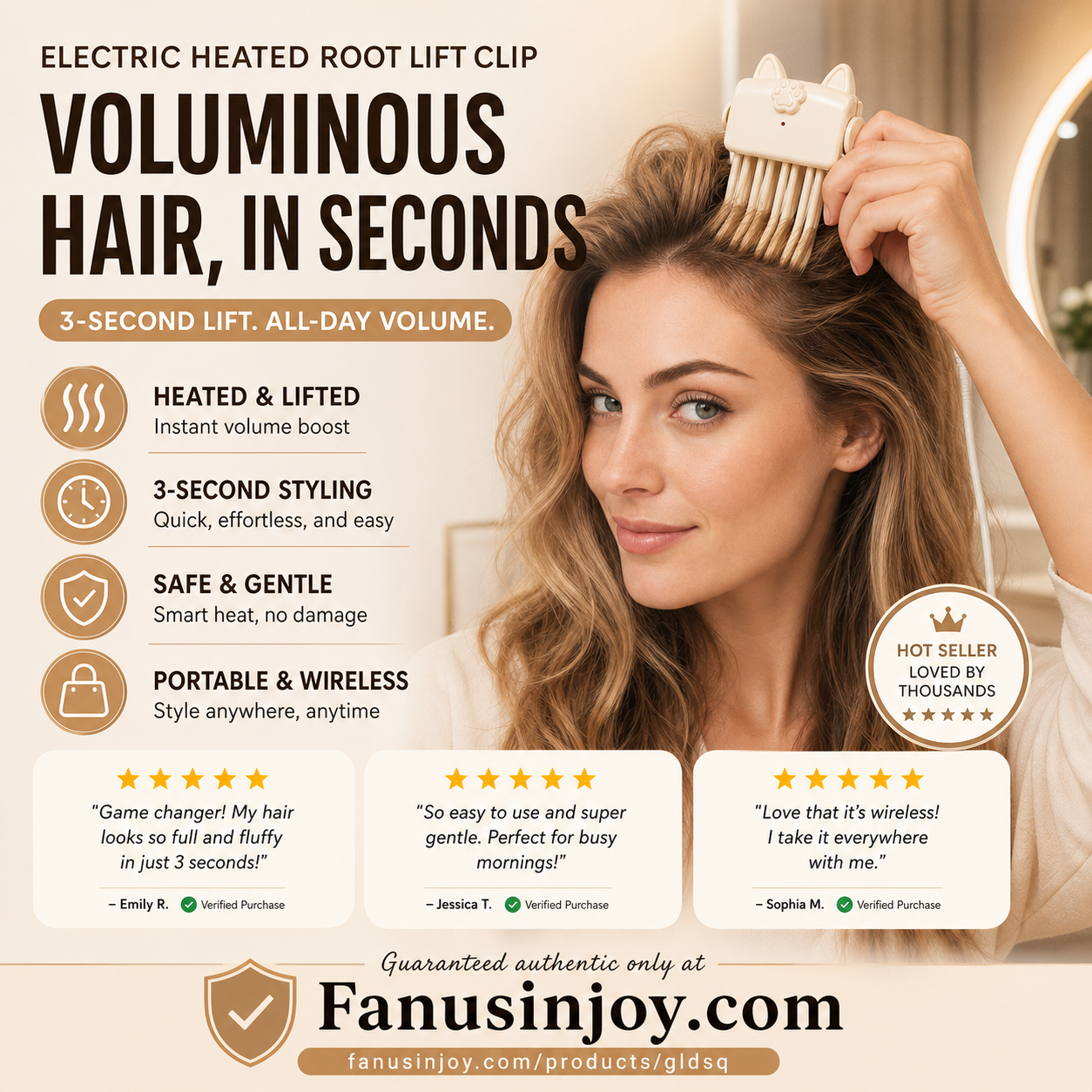 🔥Shape in 3 Seconds！💇 Wireless Heated Volumizing Root Lift Clip👱‍♀️High Cranial Top Magic Tool！Volumizing Root Lift Clip