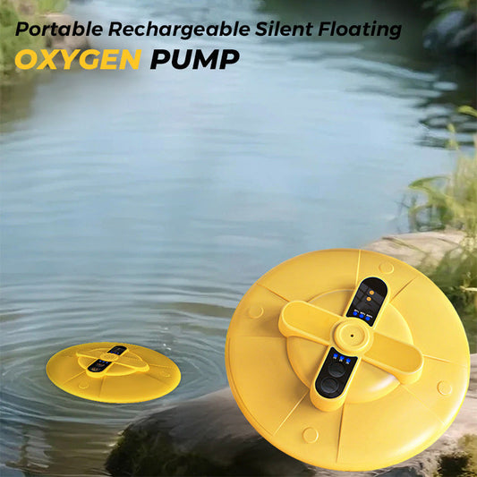 Portable, rechargeable, quiet floating oxygen pump