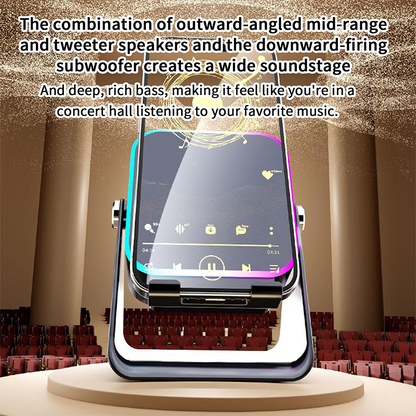 5-i-1 trådlös induktionshögtalare med Bluetooth och justerbart telefonstativ