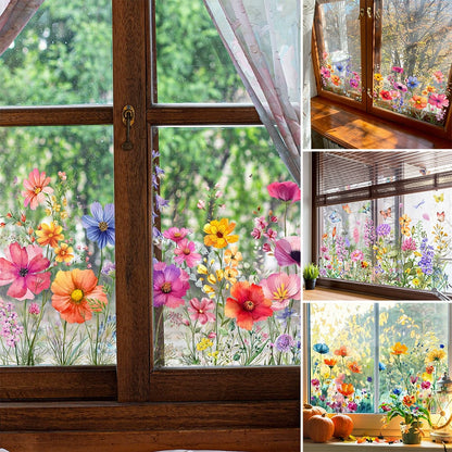 💐Colorful Floral Bouquet Window Sticker🖼️ Make Your Window Beautiful in Seconds! Cut to any size you like!
