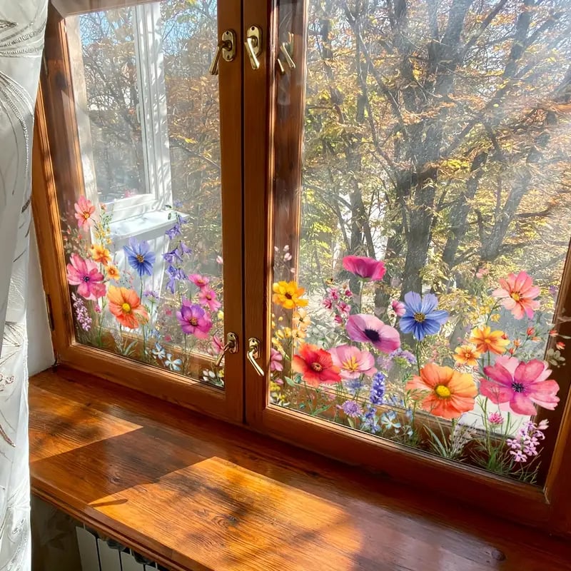 💐Colorful Floral Bouquet Window Sticker🖼️ Make Your Window Beautiful in Seconds! Cut to any size you like!