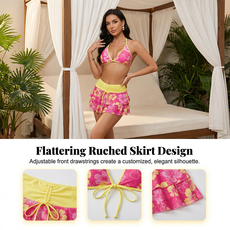 3-Piece Tropical Bikini Set