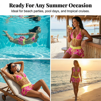 3-Piece Tropical Bikini Set