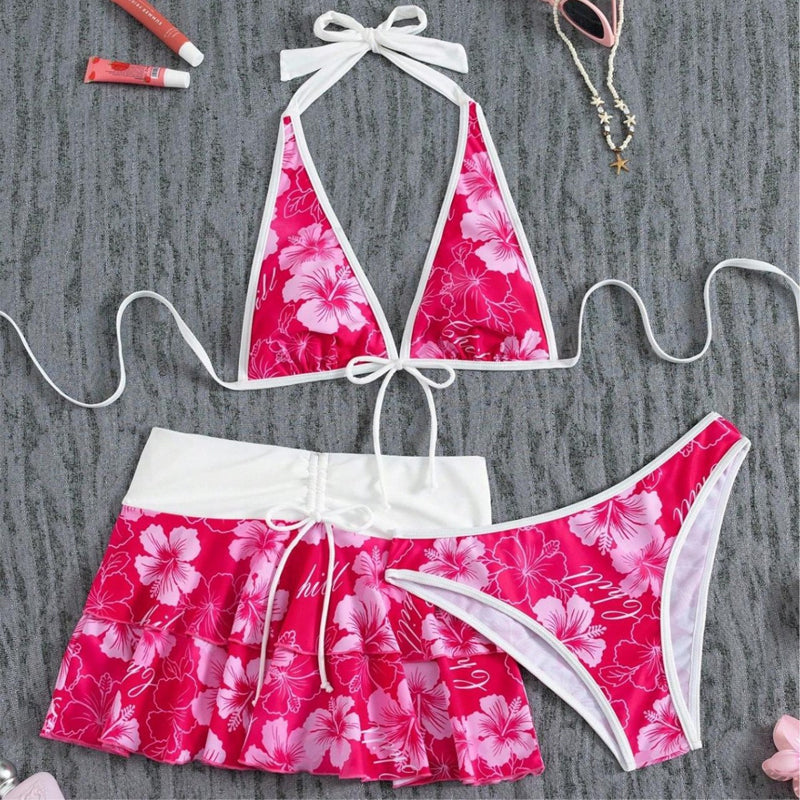 3-Piece Tropical Bikini Set