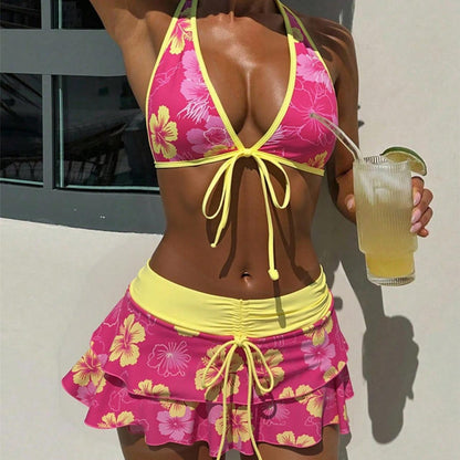 3-Piece Tropical Bikini Set