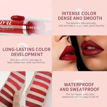 💜10Pcs Matte Waterproof  Long Lasting Lip Gloss