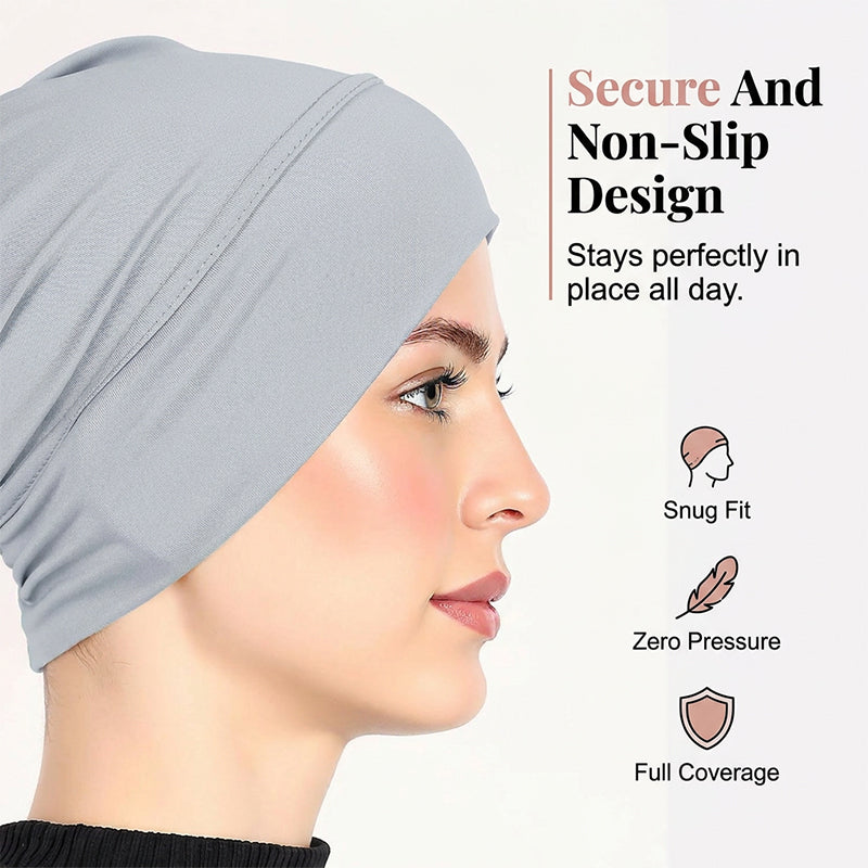 ✨ Soft Stretch Turban Cap – Milk Silk, Anti-Slip, Multi-Use ✨