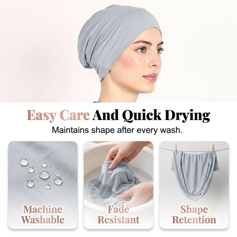 ✨ Soft Stretch Turban Cap – Milk Silk, Anti-Slip, Multi-Use ✨