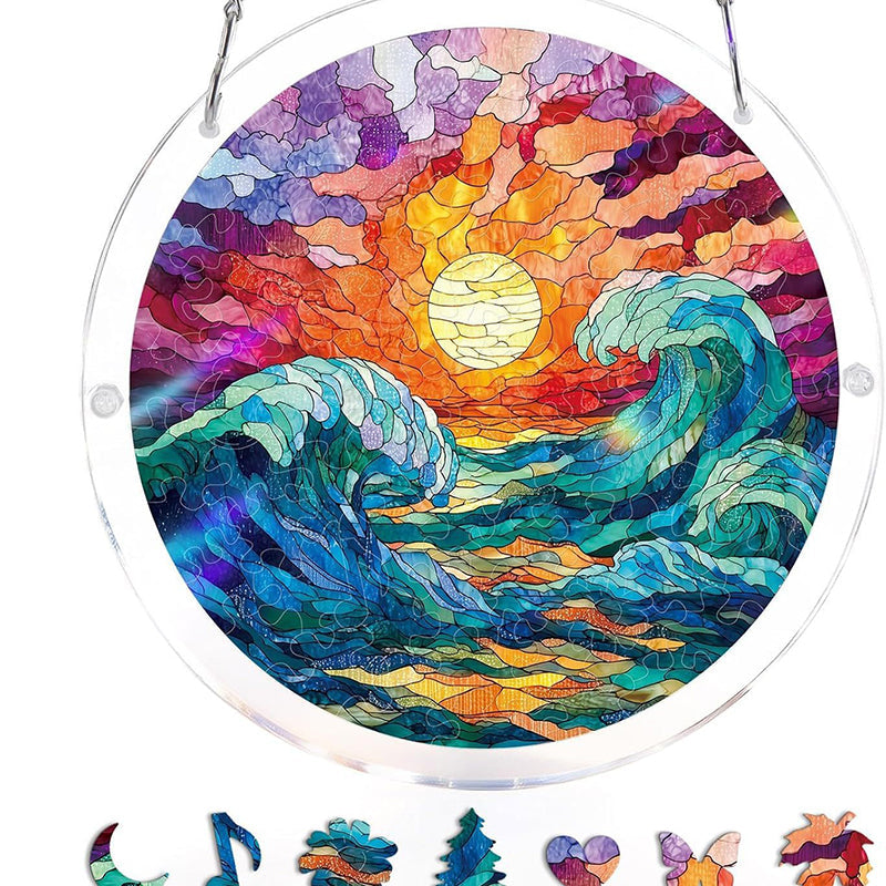🔥Acrylic sunset and seascape jigsaw puzzle for window decoration