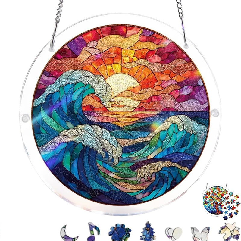 🔥Acrylic sunset and seascape jigsaw puzzle for window decoration