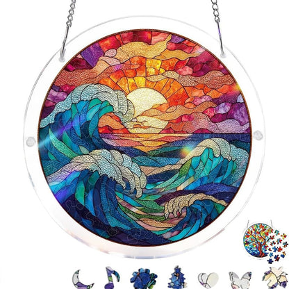 🔥Acrylic sunset and seascape jigsaw puzzle for window decoration