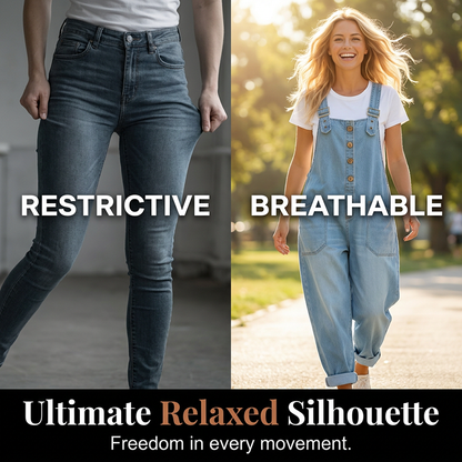 Loose-fitting denim dungarees for women with pockets