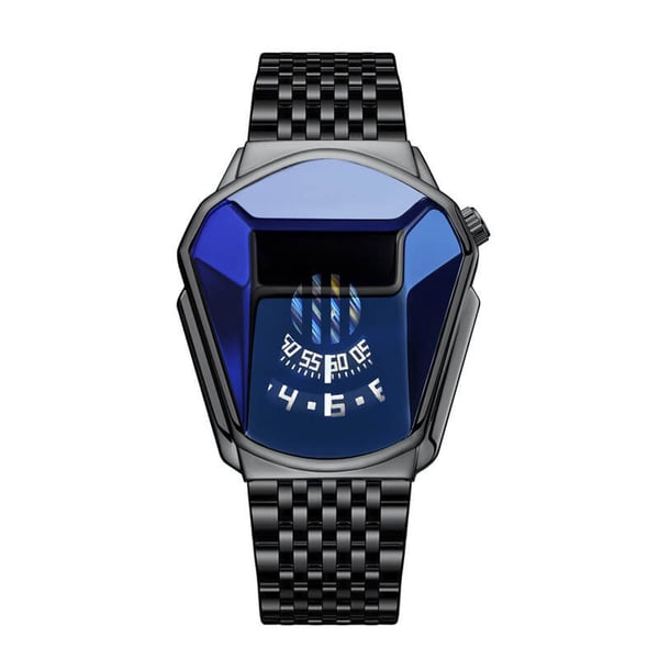Men's Fashion Blue Crystal Water-Resistant Quartz Watch