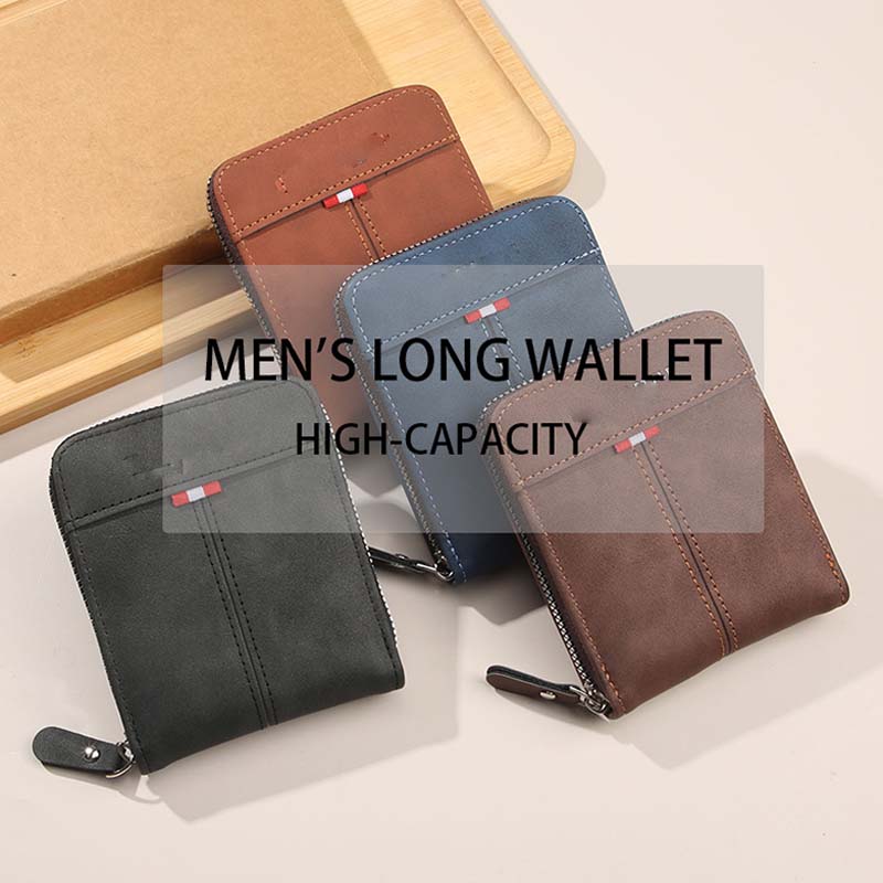 🔥🎉 Men's PU Leather Zip-Around Bifold Wallet