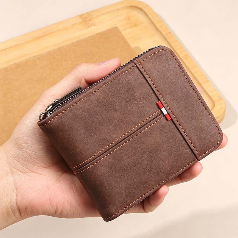 🔥🎉 Men's PU Leather Zip-Around Bifold Wallet