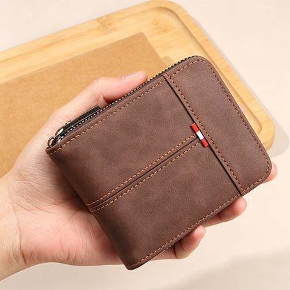 🔥🎉 Men's PU Leather Zip-Around Bifold Wallet