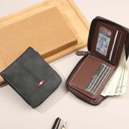🔥🎉 Men's PU Leather Zip-Around Bifold Wallet