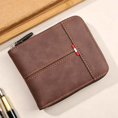 🔥🎉 Men's PU Leather Zip-Around Bifold Wallet